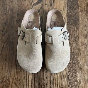 Taupe Suede Clogs EU39